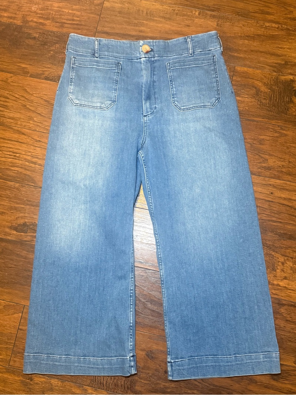 Anthropologie Maeve Colette Cropped Wide Leg Denim Size 34 Minimalist Chic - Picture 10 of 13